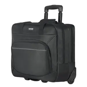 VEVOR Rolling Laptop Bag, Fits Up to 15.6 Inch Laptop, Wheeled Briefcase, Roller Computer Tote Bag with Wheels Telescoping Handle, Laptop Case for Work Travel Business Office, Women Men (Black)