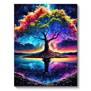 Landscape Tree Diamond Painting Kits for Adults, 5D DIY Full Drill Round Art Diamond Art Perfect for Home Wall Decor Crafts  30x40cm