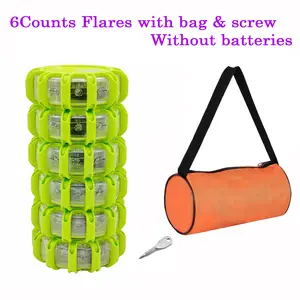 Flameless LED Road Flares, Strobe car lights, As Seen On TV Magnetic Safety Flares for Emergency Kit for Vehicles, 15 LED Lights with 9 Safety Modes, 1/3/6/12pcs, Holiday Christmas Gift RV Exterior Lighting, Without batteries, need 3 AAA