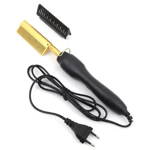 [Live Benefits] OQ HAIR New Electric Copper Comb Electric Straightening Comb Multifunctional Curling Iron Home Straightening and Curling Device