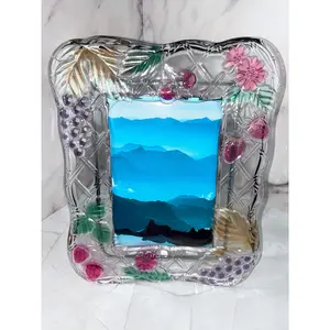 🌸 Vintage Mikasa Crystal Picture Frame with Floral & Fruit Design – Elegant 1980s Home Décor