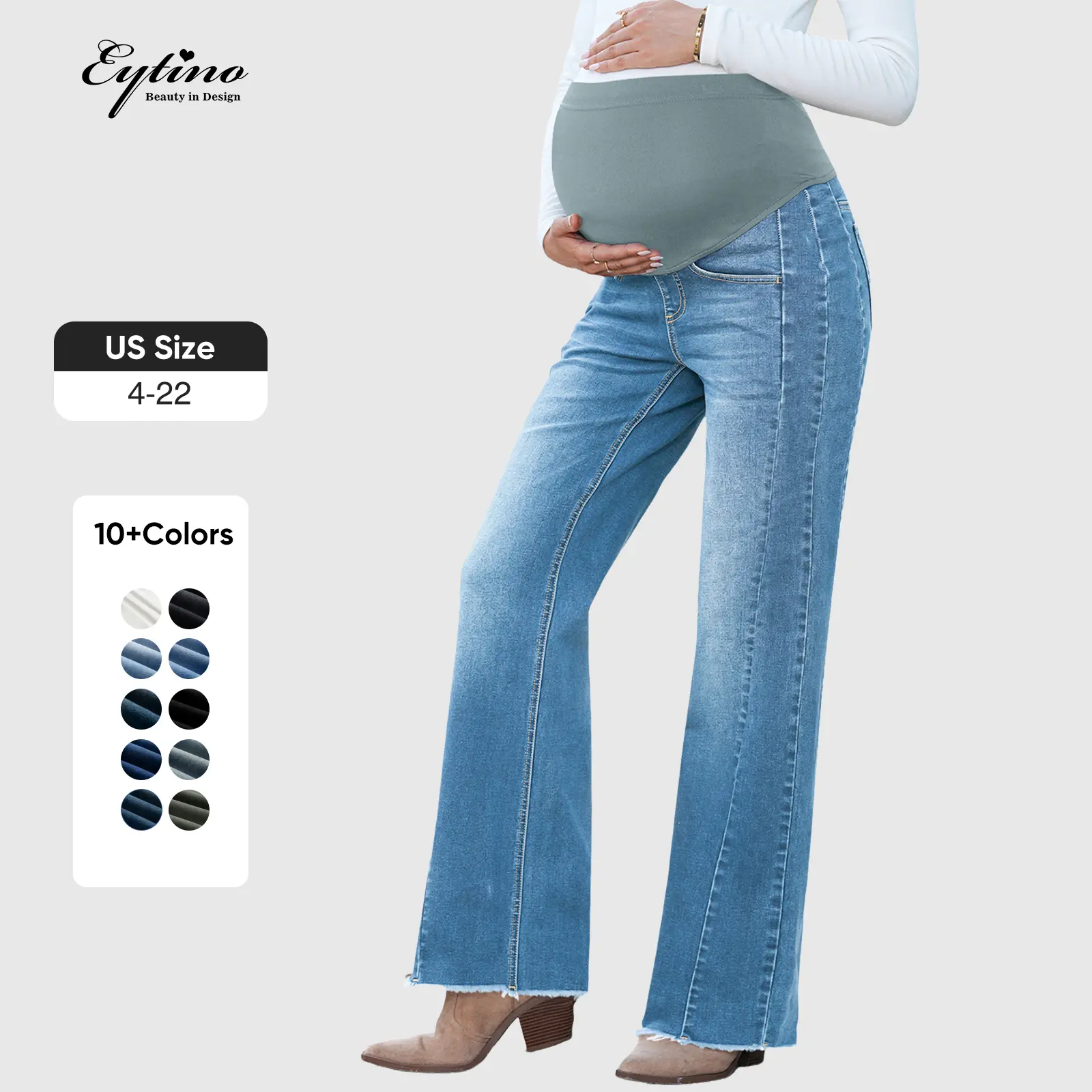 Eytino Maternity Jeans for Women Straight Leg Stretchy Denim Ripped Pregnancy Boyfriend Jean Eytino Maternity Jeans for Women Straight Leg Stretchy Denim Ripped Pregnancy Boyfriend Jean