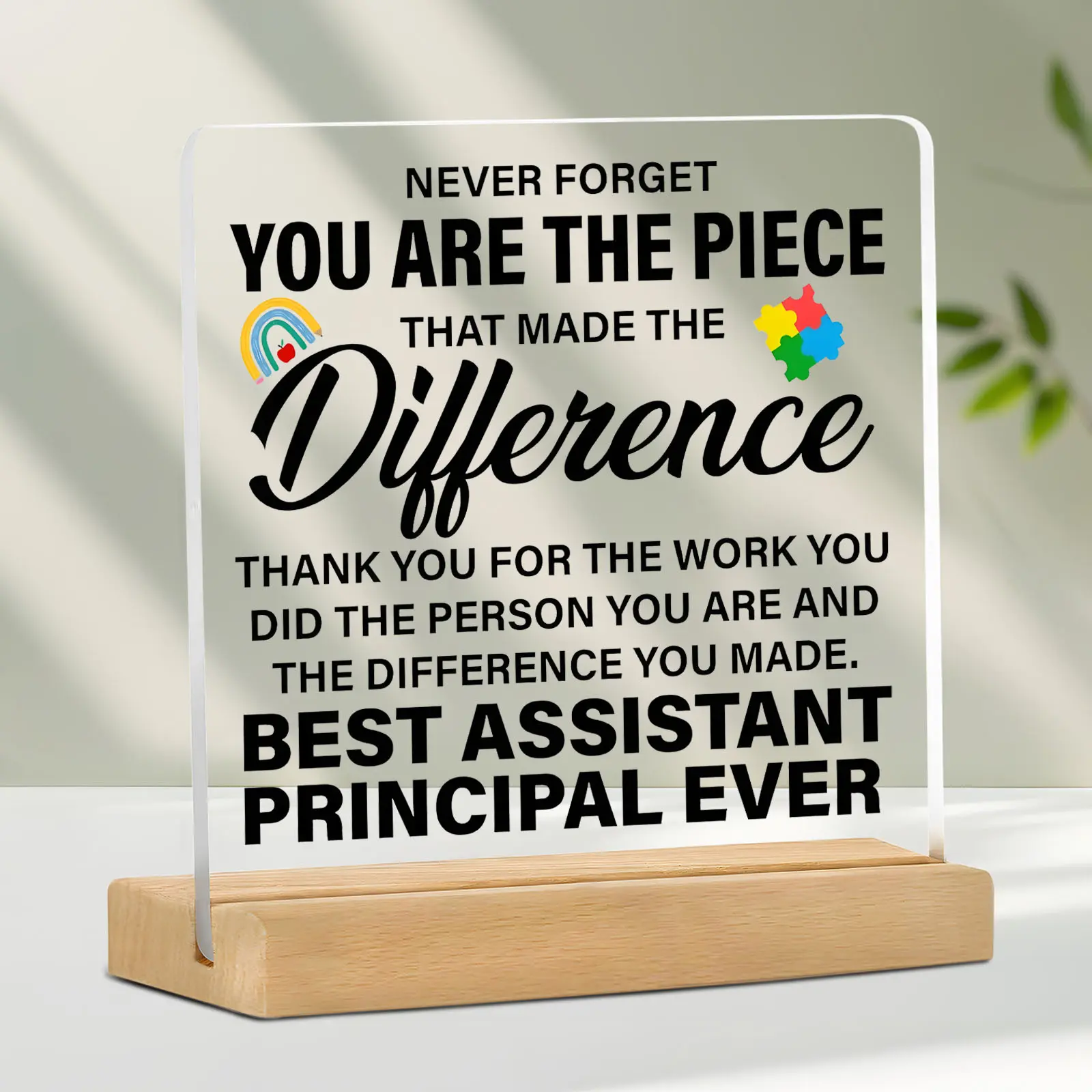 Acrylic Decorative Desk Plaque Sign Gift for Assistant Principal, Customizable School Office Home Decor, Thank You Sign for Educational Leaders, Desk Signage Decoration, Desktop Decor