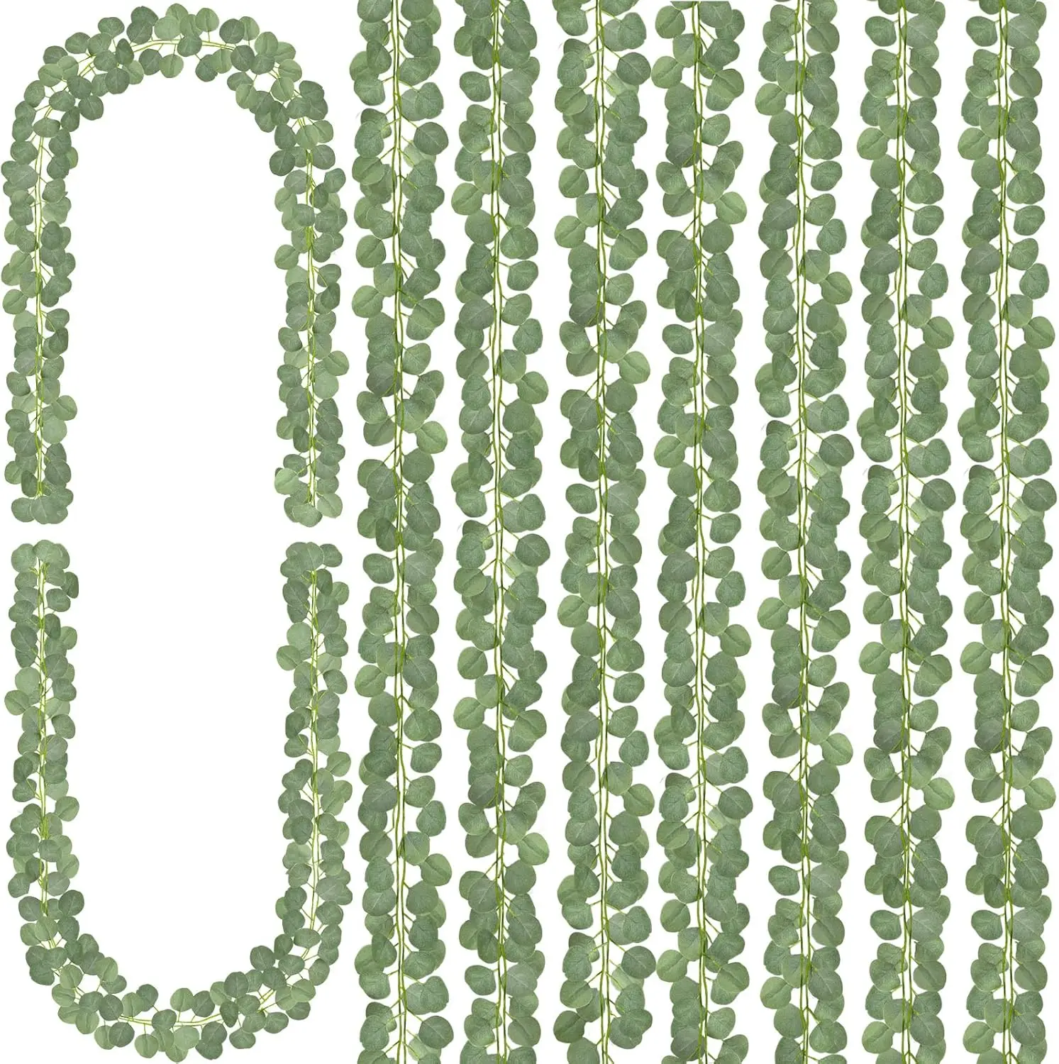 SINSOLEDAD 12 Pcs Nature Artificial Eucalyptus Garland - Table Greenery Wreath Vines with Decorative Fruit Plant Ornaments for Wedding Party, Bedroom Wall Decor