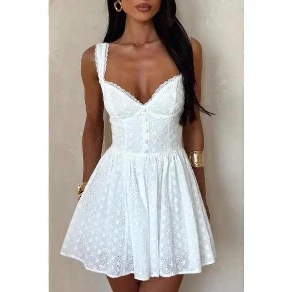 Sweetheart Neckline Eyelet Lace Mini Dress | Flattering A-Line Summer Dress for Date & Vacation - TikTok Shop Sweetheart Neckline Eyelet Lace Mini Dress | Flattering A-Line Summer Dress for Date & Vacation - TikTok Shop