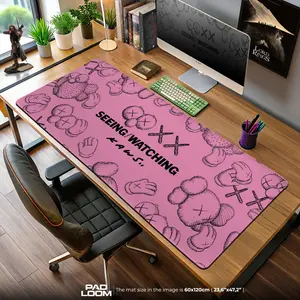 Kaws Seeing Watching Mouse Pad, Pink Art Desk Mat, Anime Mouse Pad, Desk Mat, pc accessories.