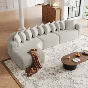 Eyisean 131" Chenille Modular Sectional Boneless Couch with Chaise, Oversized L-Shaped Cloud Sectional Couch with 10 Pillows, No Assembly Required, Modern Deep Seat Corner Curved Sofa Couches for Living Room, Apartment, Bedroom