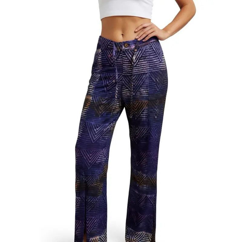 Women's Purple Boho Pants with a Unique Batik Pattern and Red Side Trims, Comfortable Fit for Everyday Wear, 45 in Length, Sizes 6-8, Unique Pattern, Casual, Elegant, Ethnic Motif Pants, Outfits Inspo, Bottom, Fashion, Bottoms, Lady, Women's Fashion, Fash