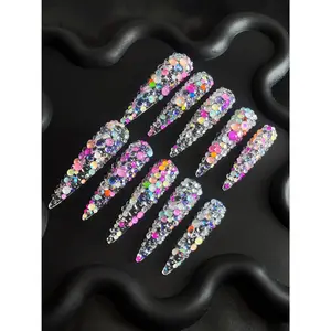 The Nail Art QueenCute nails that steal hearts 💖 acrylic handmade pressacrylic handmade press nina pool glossy natural cover full shimmery finish
