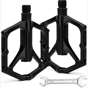 Premium Bike Pedals of 9/16 Inch, Professional Mountain and Road Bike Flat Pedal with 2 Sealed Bearings, Wide Paltform and Lightweight of Bicycle Pedals, Come with Pedal Wrench 1PCS