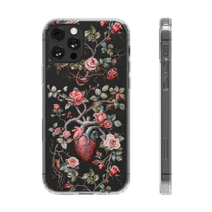 Heart and Roses -Themed Clear Phone Cases for iPhone 14-11, Pro, Pro Max, Samsung Galaxy S22-S21 Ultra, and Plus!