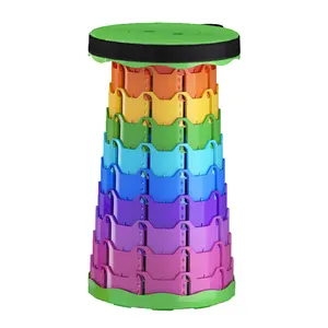 Collapsible Telescoping Heavy Duty Stool,Upgraded Collapsible Stool,Rainbow Telescopic Stool Outdoor Portable Plastic Folding Stool Adjustable Train Queuing Fishing Stool