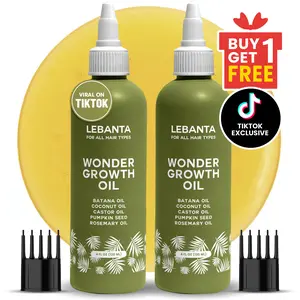 Lebanta Batana Oil For Hair Growth 2PK - 100% Pure, Raw & Natural Blend With Organic Castor, Pumpkin Seed, Coconut and Rosemary Oil - Thicker, Stronger Hair For Men & Women Scalp (2 Pack) Haircare Serum
