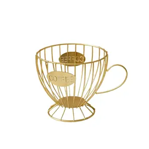 Coffee Cup Design Storage Basket, 1 Count Modern Style Snack Candy Coffee Capsule Storage Rack, Suitable for Coffee Shop Desktop Display and Home Storage, Coffee Bar Accessories