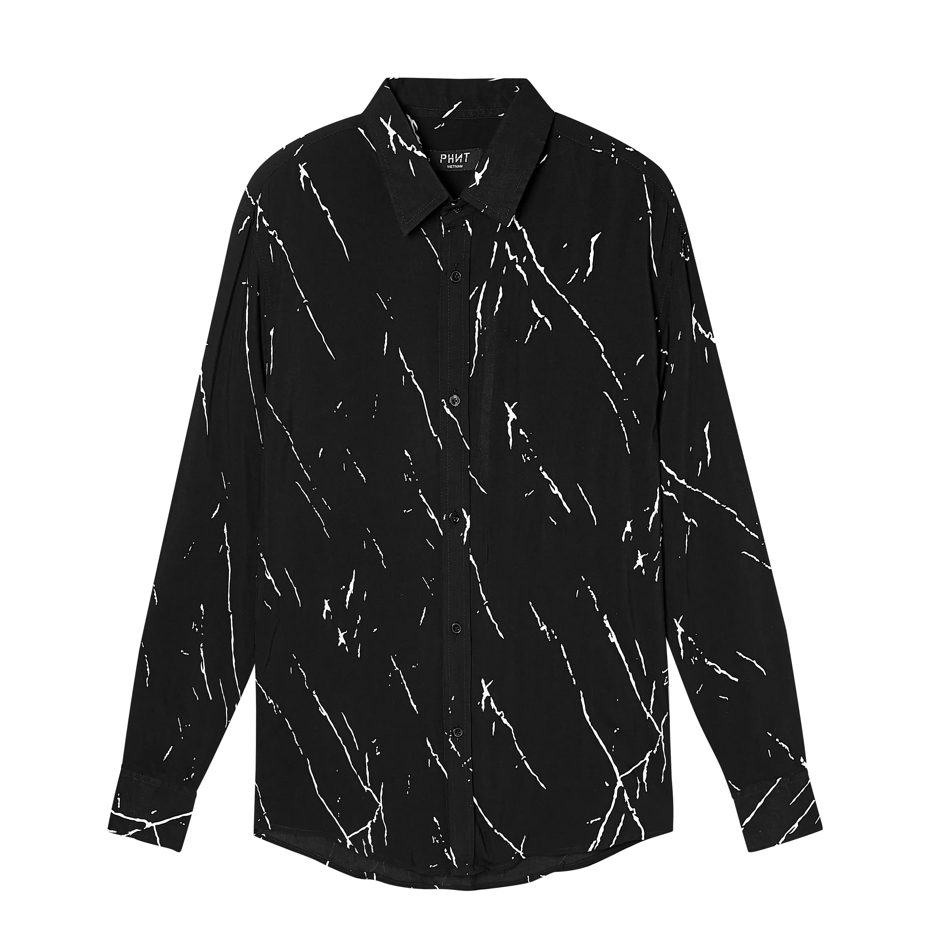 Velender Vermont Marble Linen Shirt - Black