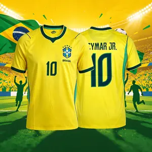 2026 Brazil National Home And Away Yellow And Blue Neymar Vini Raphinha Short Sleeve Soccer Jersey Fans Version