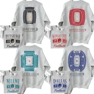 Retro Graphic All Team Stadium Football Ash Grey Sweatshirt, Football Throwback Vintage All Teams For Fans Sweatshirt, Unisex Vintage College Football Crewnecks, Game Day Stadium Map Sweatshirt, Vintage City Football Fan Crewneck