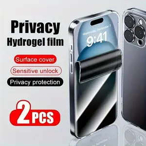 2pack Privacy Hydrogel soft Protective Cover Screen Protector,for iphone 17Air/16e/17/16/15/14/13/12/11 Pro Max/Pro/Plus/13/12 Mini/XS Max/XR/X/XS. Anti-Spy Screen Protector,Smooth Touch,High Transparency,Scratch-Resistant,Easy to Install
