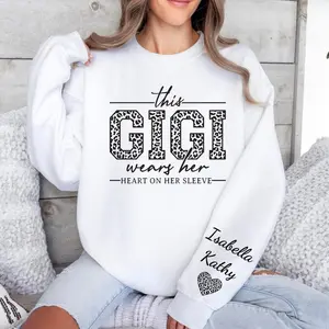 Personalized Gigi Sweatshirt With Kids Names On Sleeve, Custom Grandma Sweatshirt, Mimi Hoodie, Pregnancy Announcement Gift, Mothers Day Gift for Nana