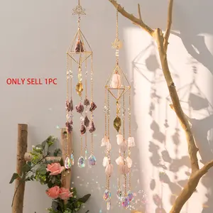 Crystal Light Catcher, Hanging Wind Chime Garden Courtyard Window Decor, Rainbow Maker Outdoor Indoor Decoration, Bohemian Style Prism