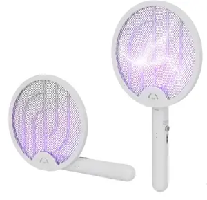 Electric Fly Swatter, 2 in 1 Bug Zapper, USB Rechargeable Bug Zapper Racket with Purple Light, Mosquito Swatter for Indoor Outdoor Use, Essential for Home, Bedroom, Kitchen, Patio, Compact Safe Design