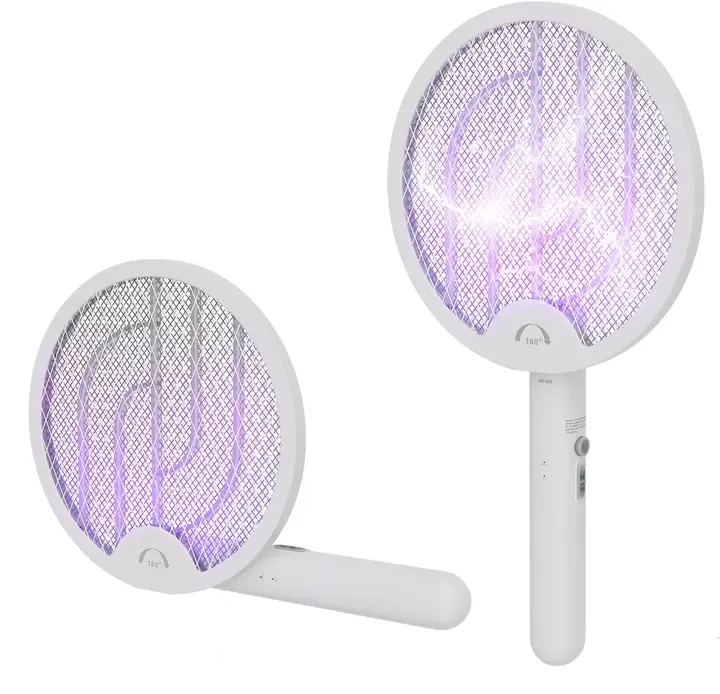 Foldable 2-in-1 Electric Fly Swatter & Insect Trap, USB Rechargeable with 3-Layer Safe Mesh and Purple Light, Ideal for Home, Patio, and Outdoor Camping, Insect Killers, Outdoor Mosquito Killer, Portable, Fly Trap, Usb Charge, Small Size, Compact