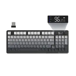 M96 Wireless Gaming Film Keyboard, Knob Control BT/2.4g Wireless, RGB LED Backlit Display, Pbt Keycaps, 3000mah, Us Layout