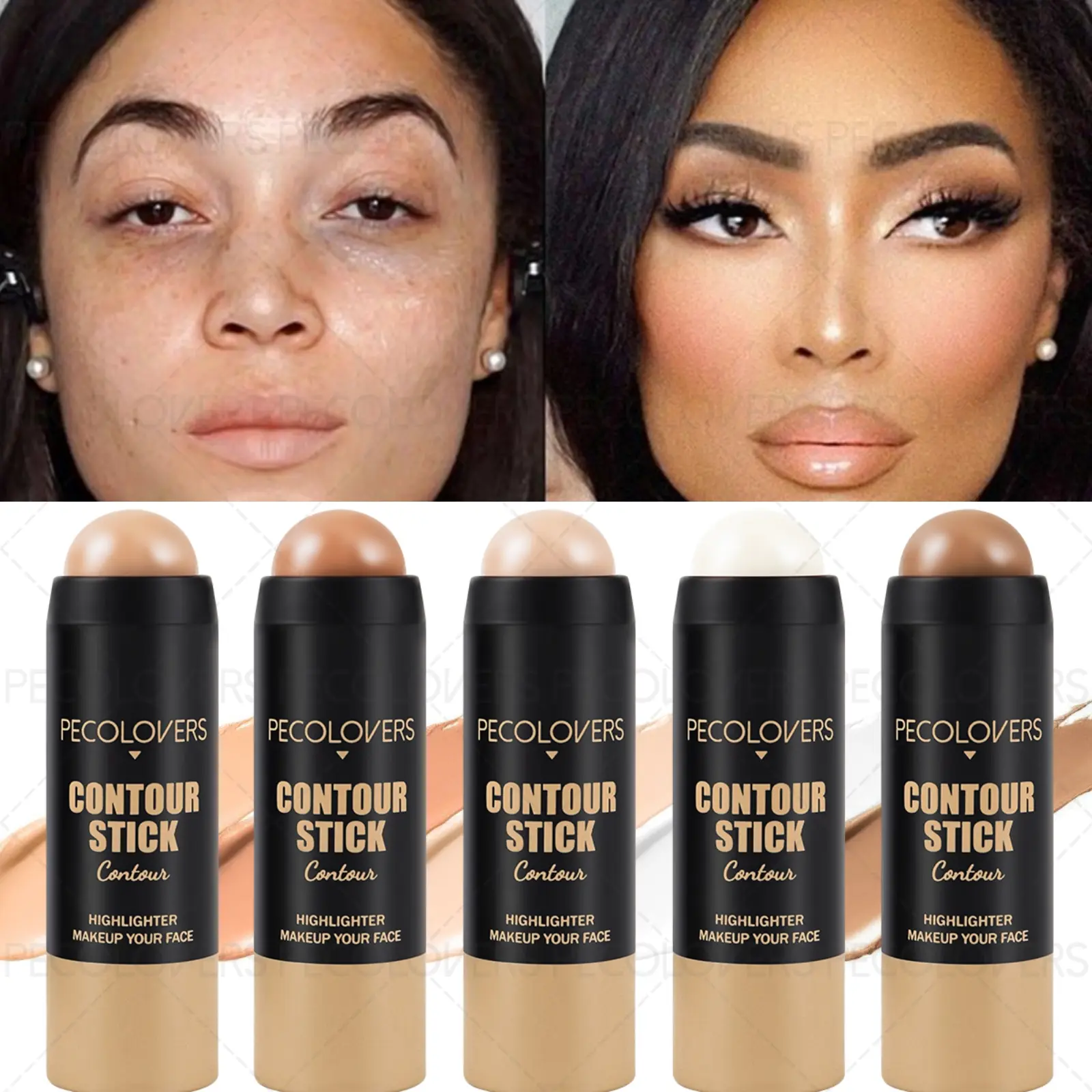5pcs/set Covers Spots, Blemishes, Dark Circles, Contours Face, Natural Matte Finish, Brightens, Multi-purpose Contour Stick, Christmas Gift