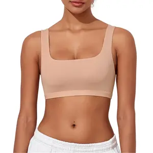 Women'S Wireless Bralette Smoothing No Padding Scoop Neck Bra Soft Comfortable Lounge Bra