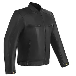 High Mileage Mens Dual Interior Vented Sport Style Cowhide Leather Biker Motorcycle Riding Jacket