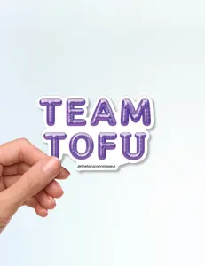 Team Tofu Vegan Artist Sticker 3 Inch Waterproof Weatherproof Vinyl Indoor Outdoor Dishwasher Safe Sticker