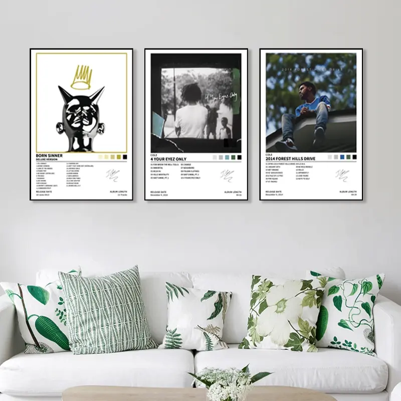 3-piece set: 2014 FOREST HILLS DRIVE/4 YOUR EYEZ ONLY/BORN SINNER music album cover canvas poster, hip-hop pop style, holiday gift, home and office decoration, Decorative Artwork, gift for music lovers, Unframed Wall Art, Wall Prints