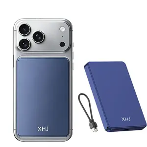 2-in-1 5000mAh Mini Power Bank, Wireless Portable Charger, Fast Charging MagSafe Battery Pack for iPhone 17/16/15/14/13/12/Plus/Pro Max, Compact Device Smartphone Chargeable