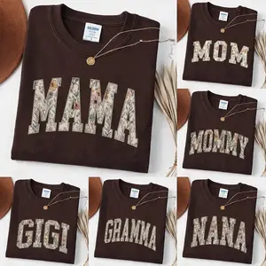 Custom Mama T-Shirt - Dark Chocolate Colors , Mothers Day Gift, Personalized Grandma T-Shirt, Gigi T-Shirt, Grammy Mimi Nonny Mommy Honey T-Shirt