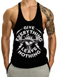 Men's Graphic Tank Top, Sporty Loose-Fitting Sleeveless Gym Training Shirt, Workout Muscle Building Top for Fitness Enthusiasts, Sports Vests, Sleeveless Gym Tops