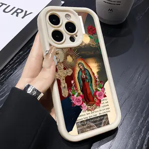 Phone case for iPhone 16 Pro Max 15 Plus 14 13 12 11 XR XS Our Lady Design Pattern Full Body Protection Shockproof Soft Silicone Cover Gifts for women men girls boys