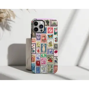 Post Stamp Collage Premium 2-in-1 TPU Film Phone Case - Durable, Shock-Absorbing, Stylish Protection - Compatible with iPhone 16/15/14/13/12/11 (Plus, Pro, Pro Max) - Ideal Birthday Gift for Friends