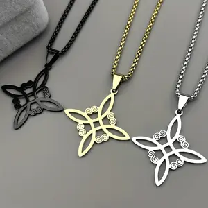 Witch Knot Celtic Pendant Necklace, 925 Sterling Silver Charm, Gothic Wiccan Pagan Protection Amulet, Vintage Blackened Silver Witchcraft Talisman, Hypoallergenic Jewelry for Women Men, Non-Silver Chain Included, Spiritual Ward Against Negativity