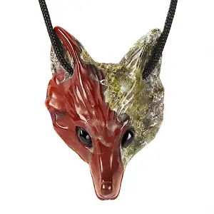 1pc Crystal Fox Statue Fox Pendant Fox Charms 1.5 Inch Healing Gemstone Carved Statue Figurine Gifts