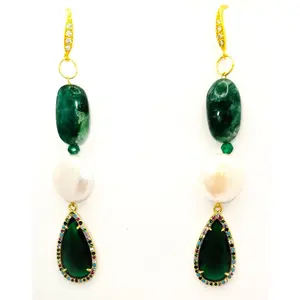 Emerald and Pearl Drop Earrings