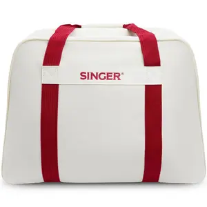 SINGER® Cream/Red Universal Tote Bag