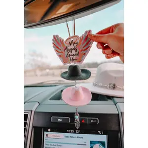 Black & Pink Cowboy Hat Rearview Mirror Charm