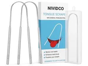 TikTok Viral Adults' 2-Pack Multi-Pack Stainless Steel U-Shaped Tongue Scraper Set - 100% Surgical 304 Metal, Gentle Oral Care Tools for Oral Cleansing (Mother's Day Sale)