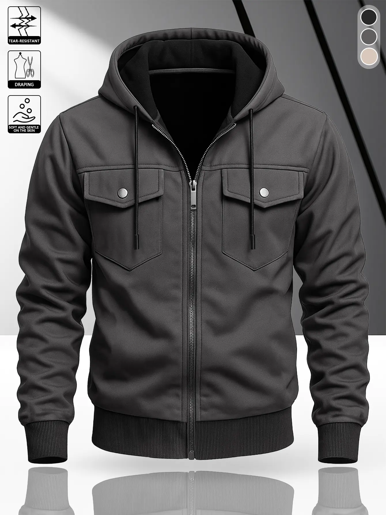 Men's American Vintage Workwear Style Hooded Jacket | Y2K High Street Pocket Design Hooded Outerwear