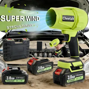 Cheetah Cordless Leaf Blower with 2 x 3000mAh Batteries 21Vmax Brushless Motor Violent TurboFan for Car Drying Leaf Cleanup & Snow Removal 1500G Strong Thrust