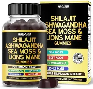 Shilajit Gummies with Sea Moss, Ashwagandha & Lions Mane - (Shilajit Supplement for Men & Women, Energy & Immunity Support ) Third Party Tested, Vegan Safe, NON GMO & Made in USA (60 Gummies)