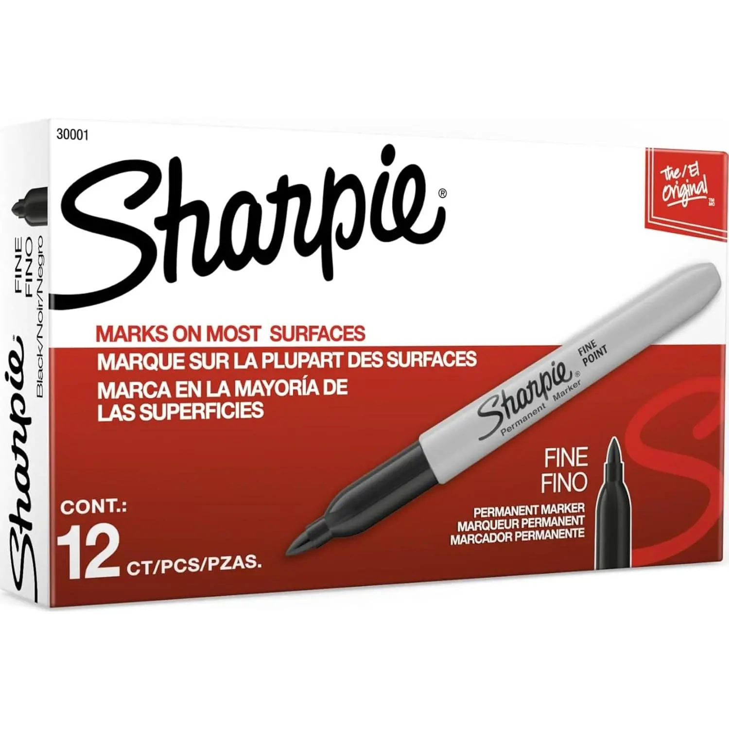 Back to School Gift  Permanent Markers, Fine Tip, Black, 12 Count - Quick Drying, Fade Resistant, For Wood, Plastic, Paper, Metal, And More