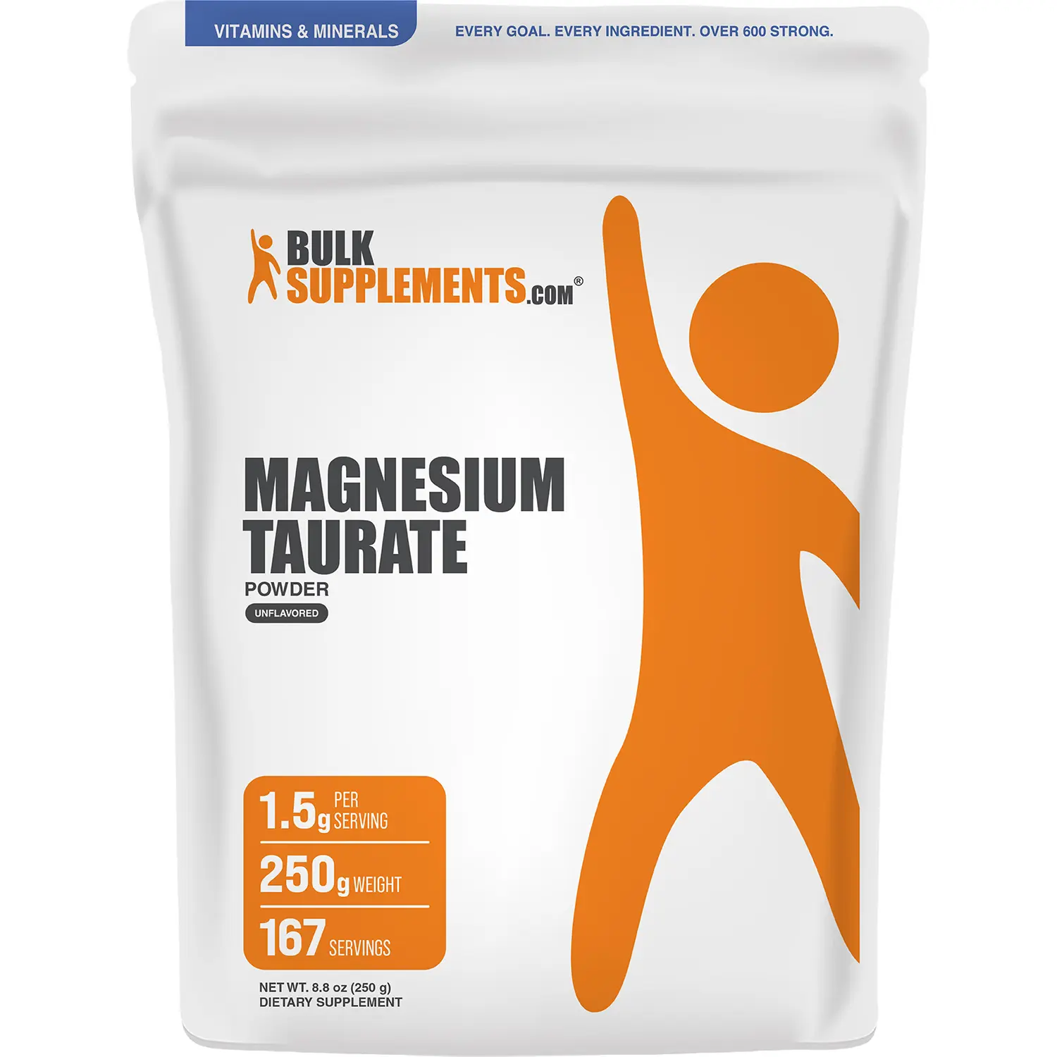 BulkSupplements - Magnesium Taurate Powder - 250g - 1.5g per Serving