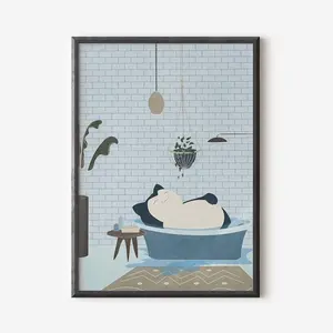 (No Frame) Snorlax Bathtub series Pokémon Style Art Printable Wall Art Anime Poster Bathroom Decor Photo Decoration