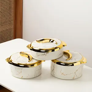 3-Piece Stainless Steel Insulated Tableware Bowls with Marble-Designed Lids, 4-Hour Heat Retention, 6-Hour Cold Retention for Home Dining Settings outdoorfun